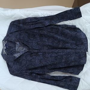 Chaps 2x blue, black and gray paisley blouse.